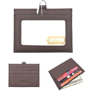 IXYVIA Horizontal Leather ID, Badge card Holder